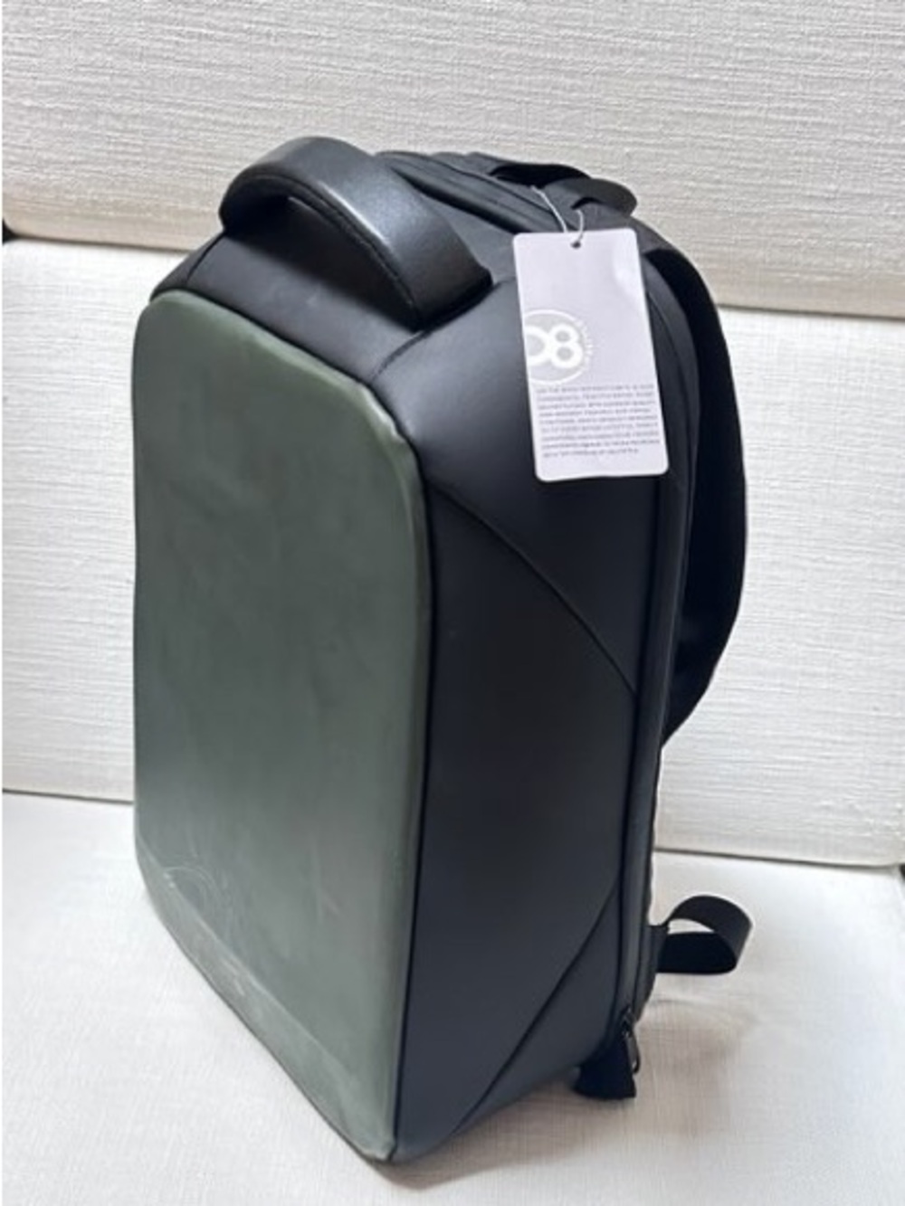 Sleek Black & Olive Green Men's Anti-Theft Backpack